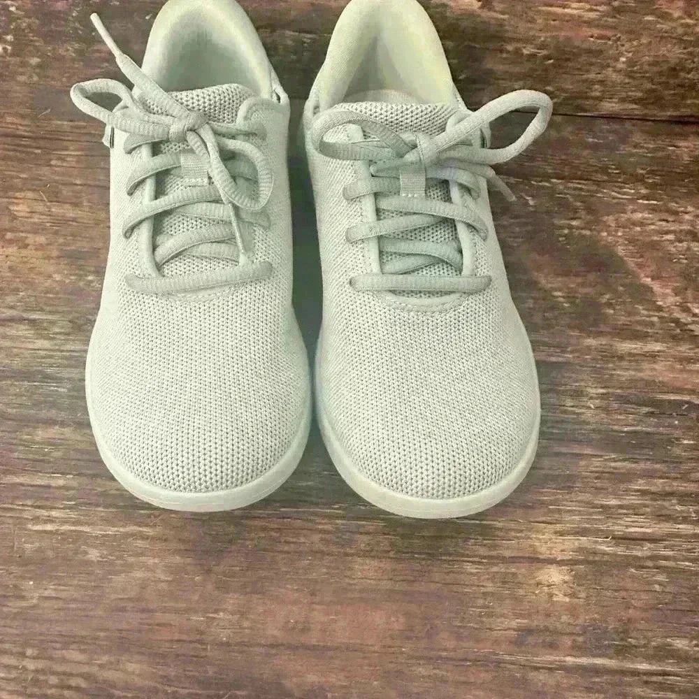 Light Green Women's Knit Lace-Up Sneakers - Picture 3 of 7